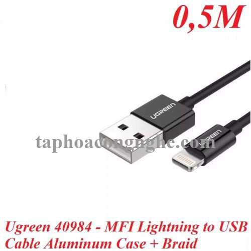 Ugreen 40984 0.5M màu Đen Cáp Lightning sạc + truyền dữ liệu cho iPhone US199 30040984